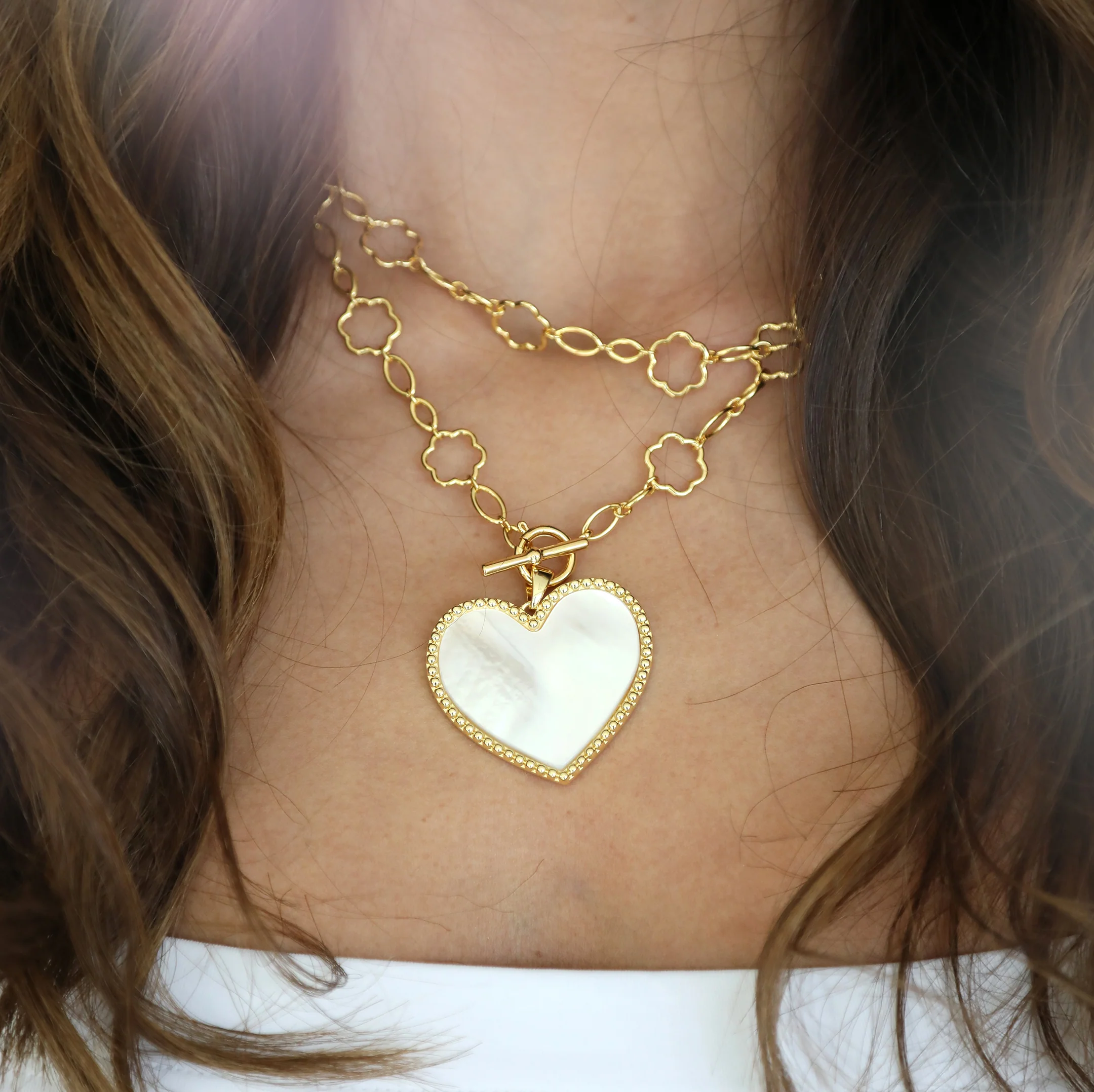 Beaded Heart Pendant + Cece Toggle Chain - Image 2