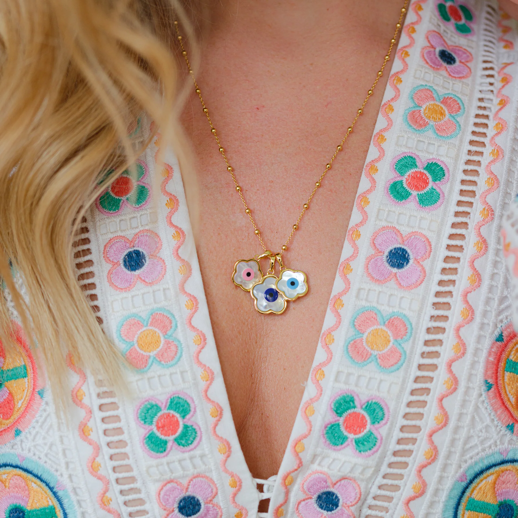 Blue Flower Evil Eye Charm - Image 2