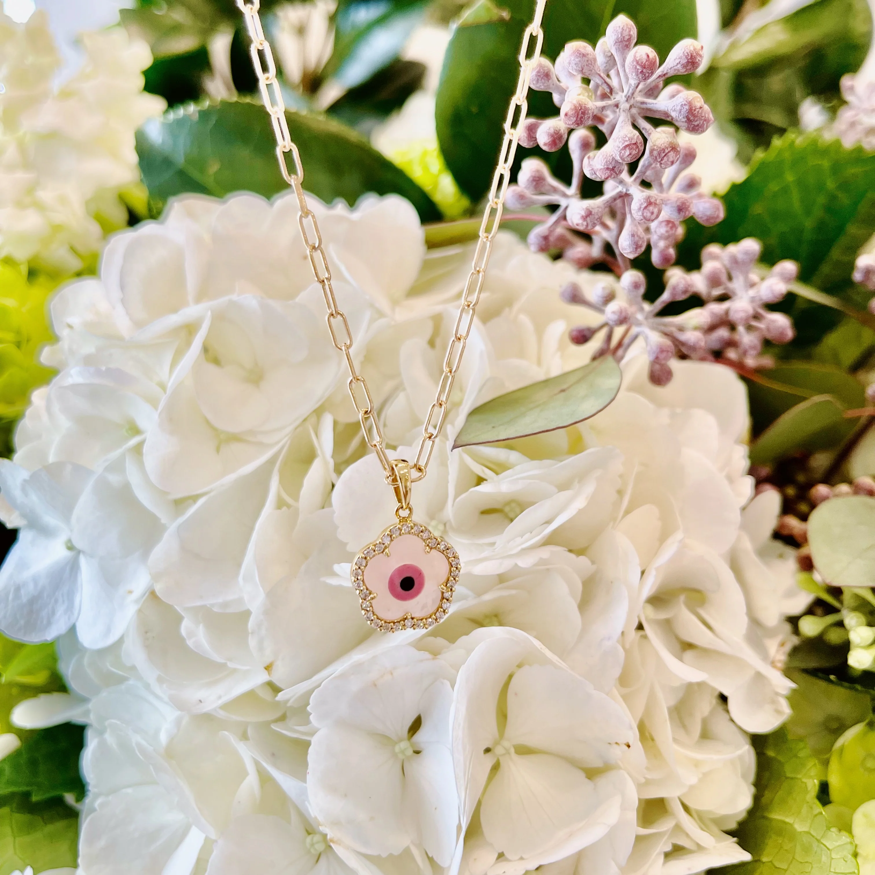 Diamond Blue Flower Evil Eye Charm - Image 2