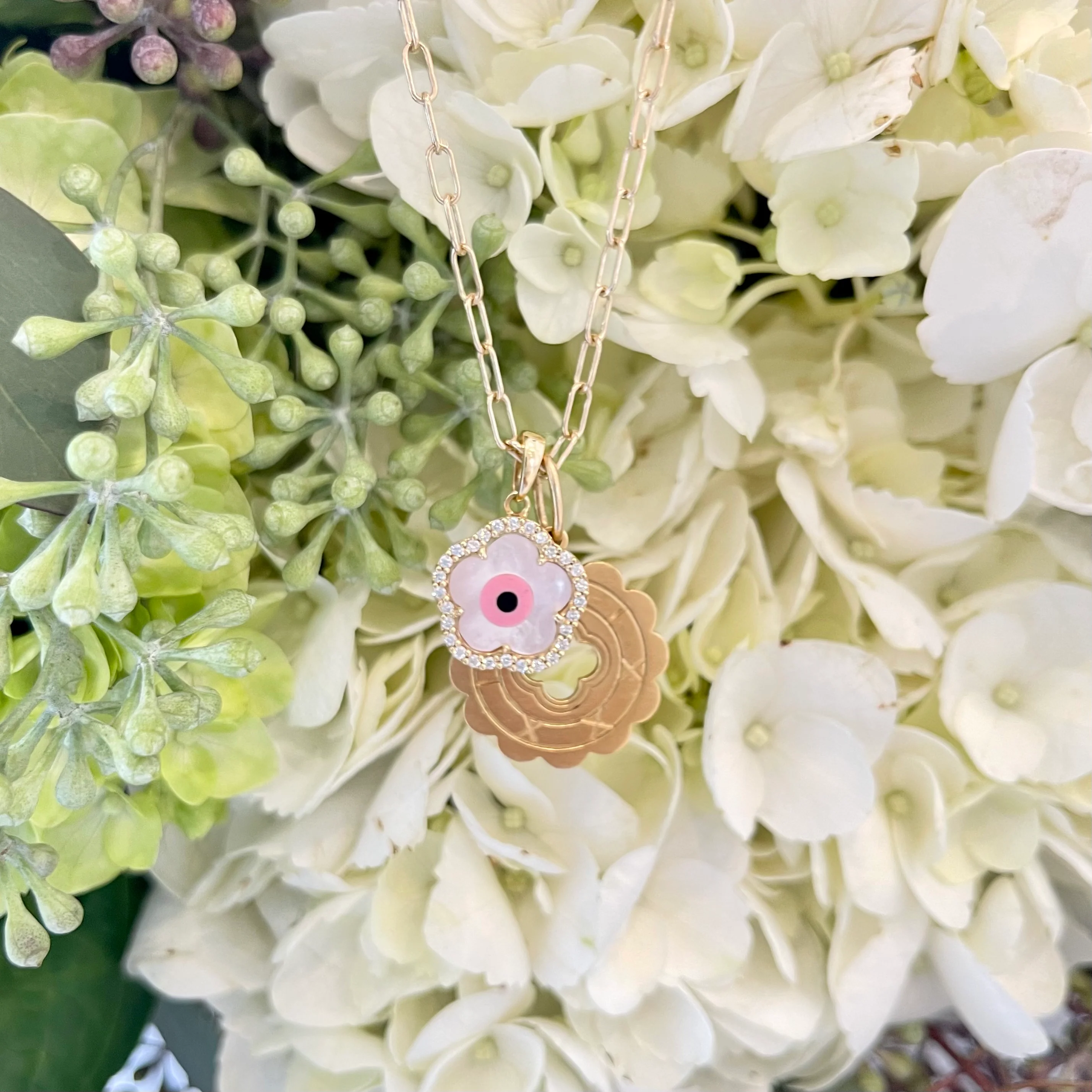 Diamond Blue Flower Evil Eye Charm - Image 3