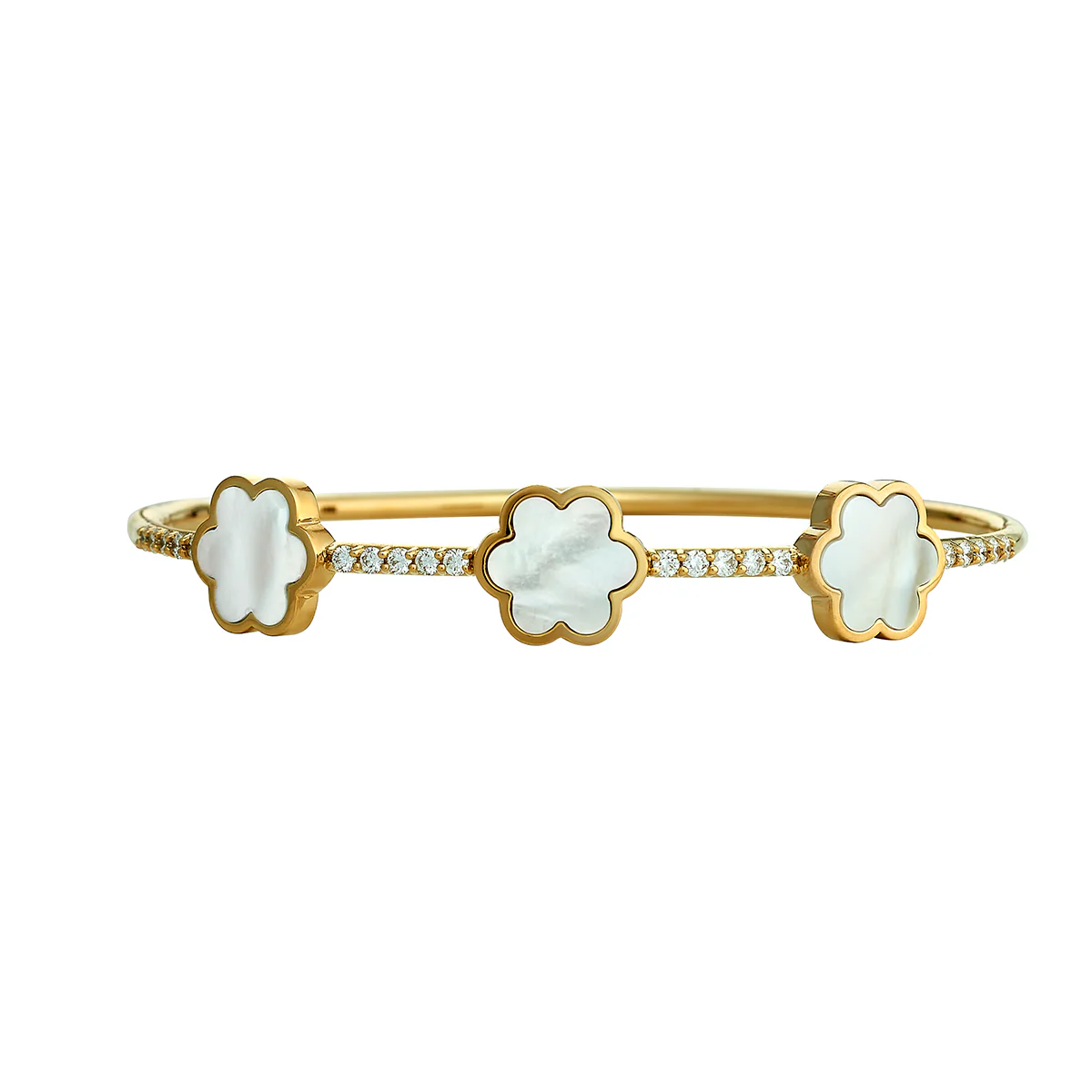 Diamond MOP Flower Bangle