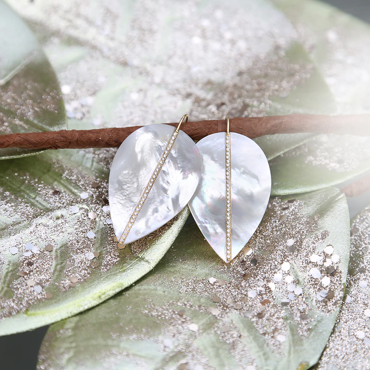 Diamond Leaf Earrings - Image 3