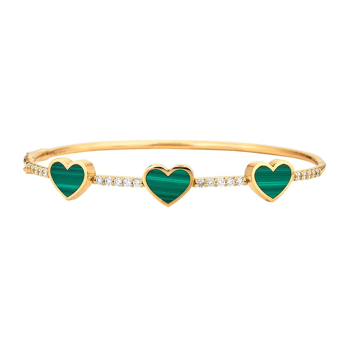 Diamond Malachite Heart Bangle