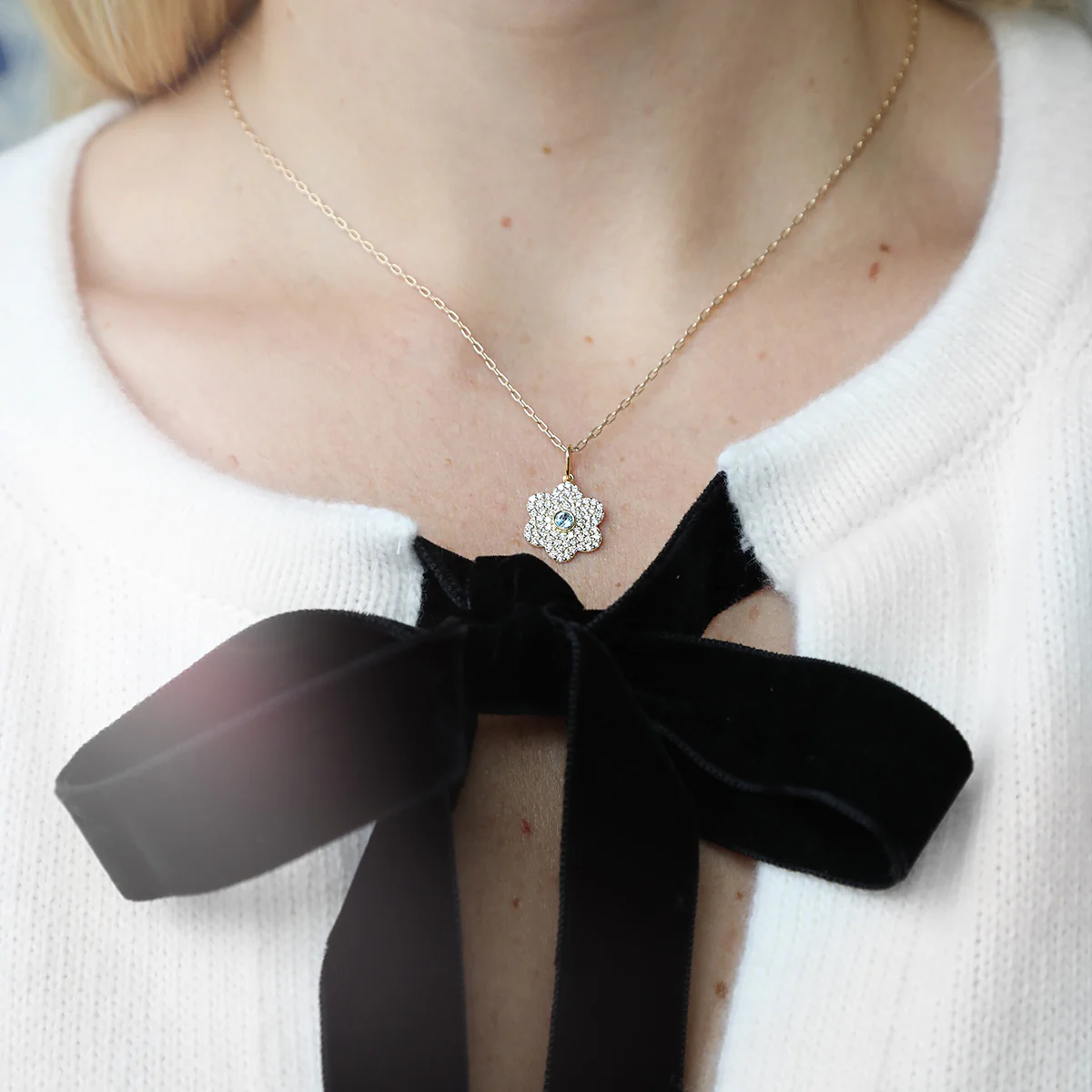 Diamond Petal Charm - Aqua - Image 2