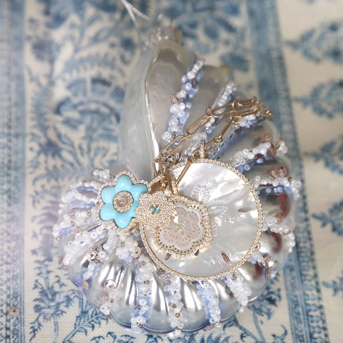 Diamond Petal Charm - Aqua - Image 4