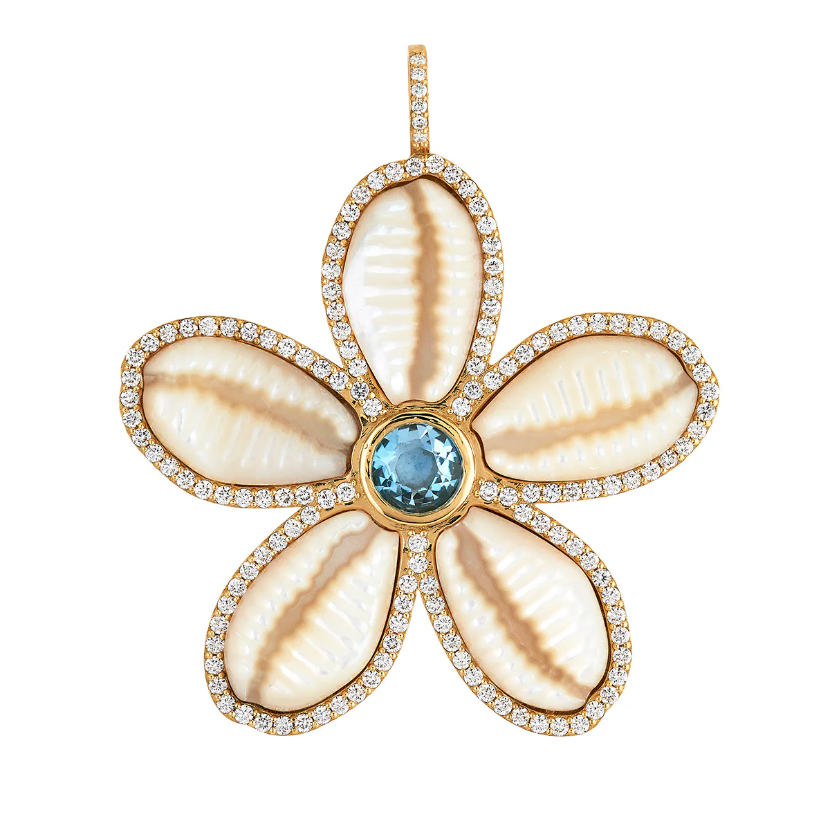 Diamond Puka Shell Pendant - Aqua