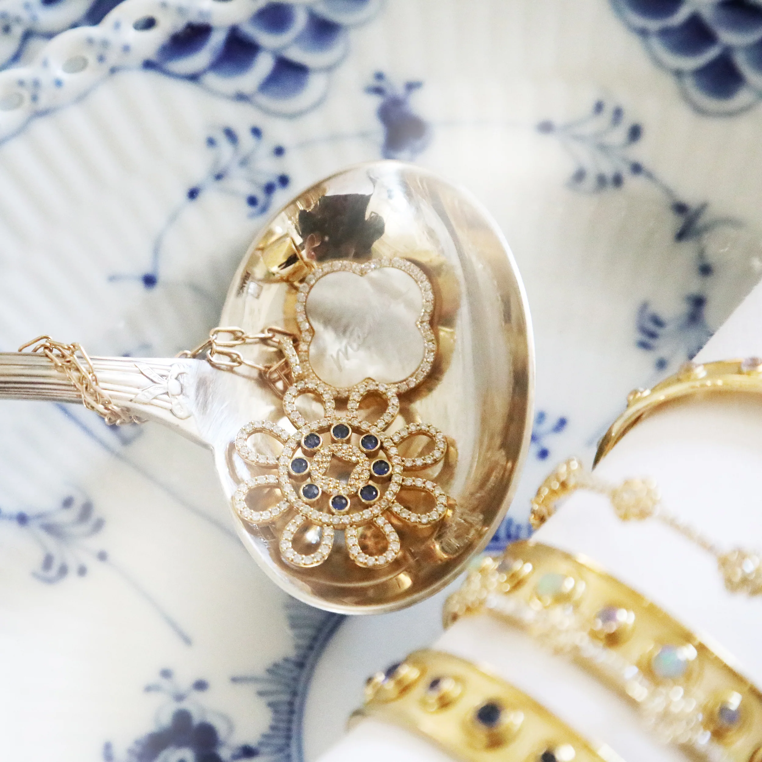 Diamond & Sapphire Mosaic Pendant - Image 7