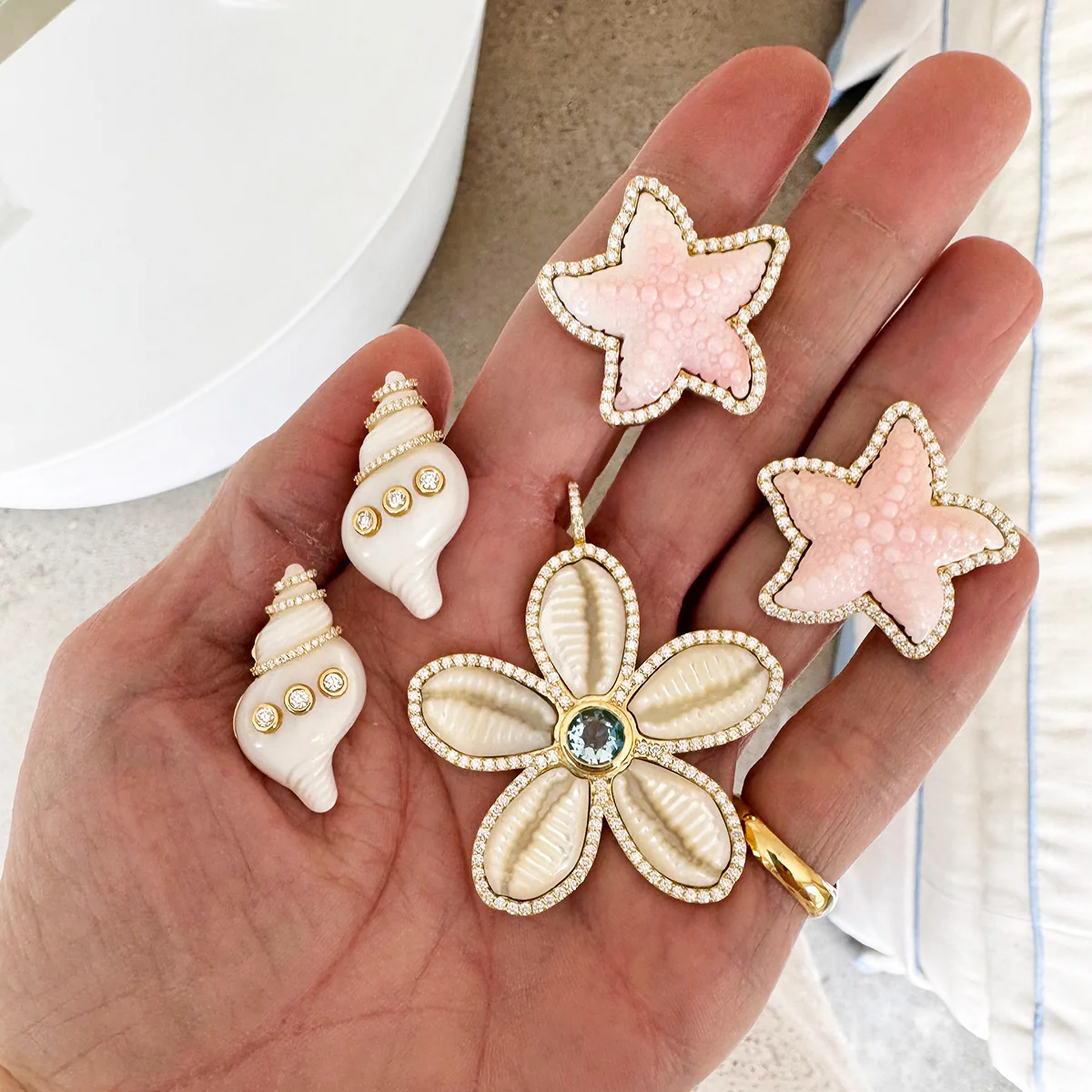 Diamond Seashell Studs - Image 3