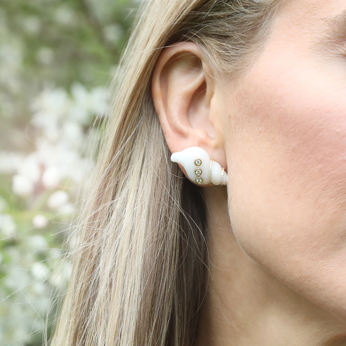 Diamond Seashell Studs - Image 4