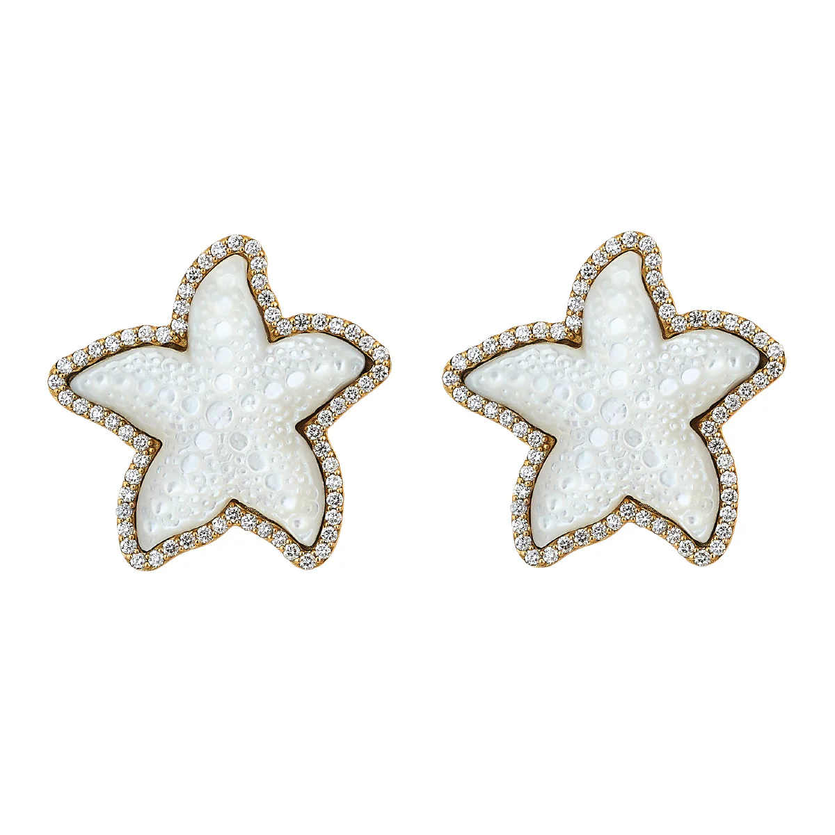 Diamond Starfish Studs - MOP
