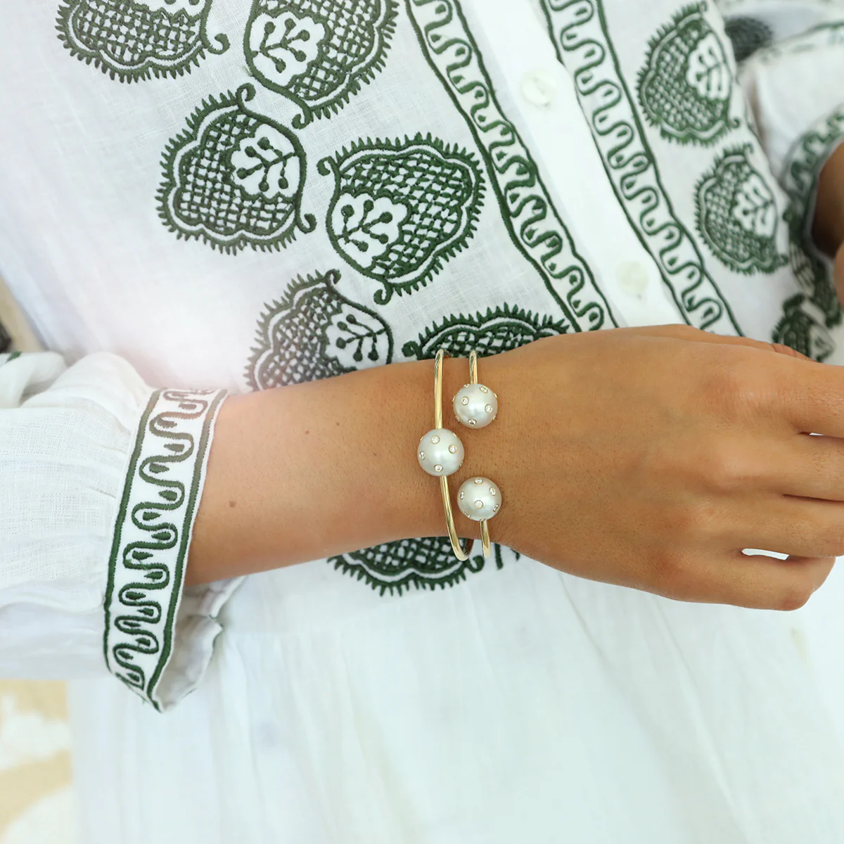 Double Pearl Gumdrop Cuff - Image 2