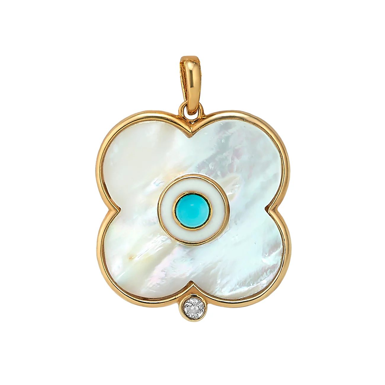 Mother of Pearl Evil Eye Charm LG - MOP/TQ