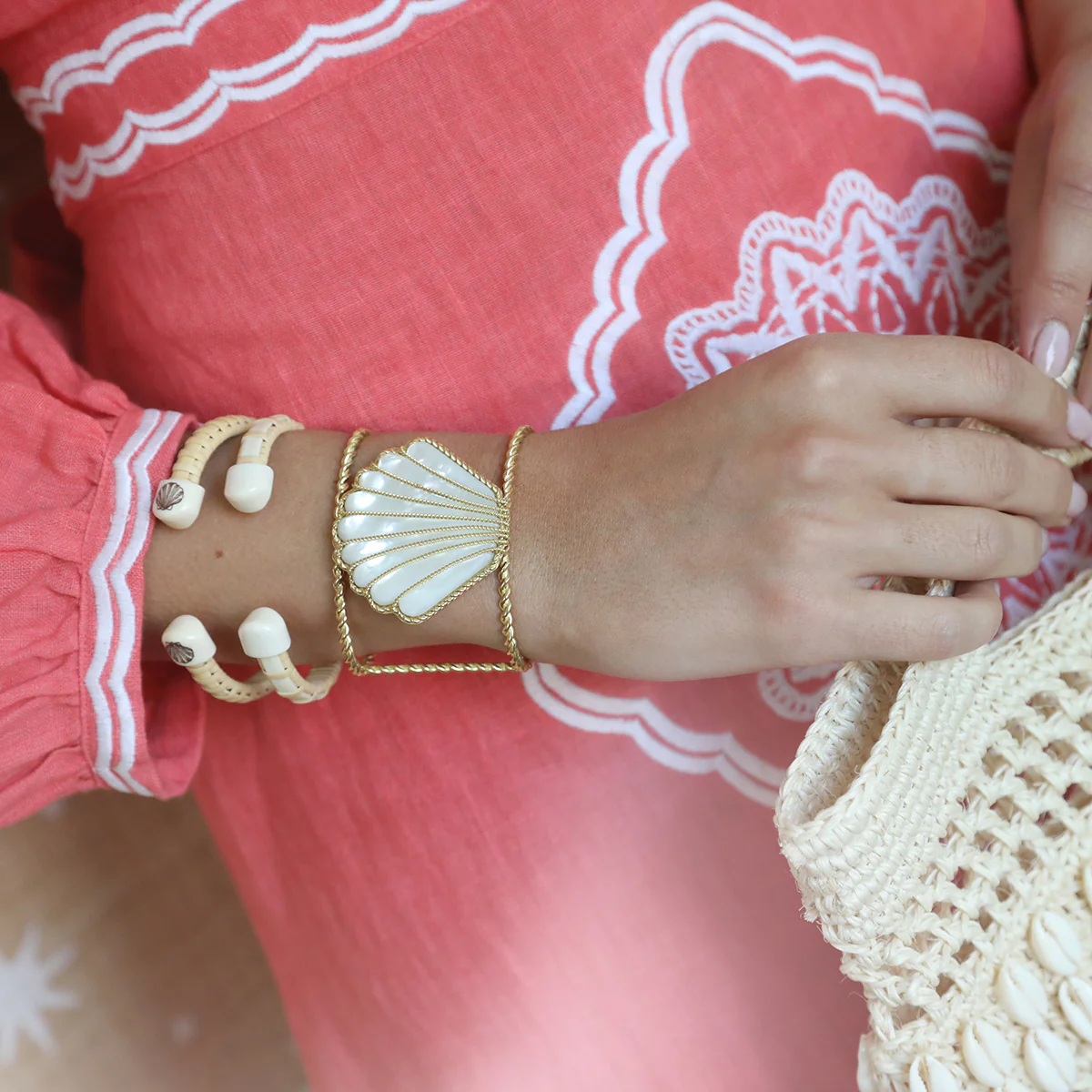 Gold Braided Clam Shell Cuff - Image 5