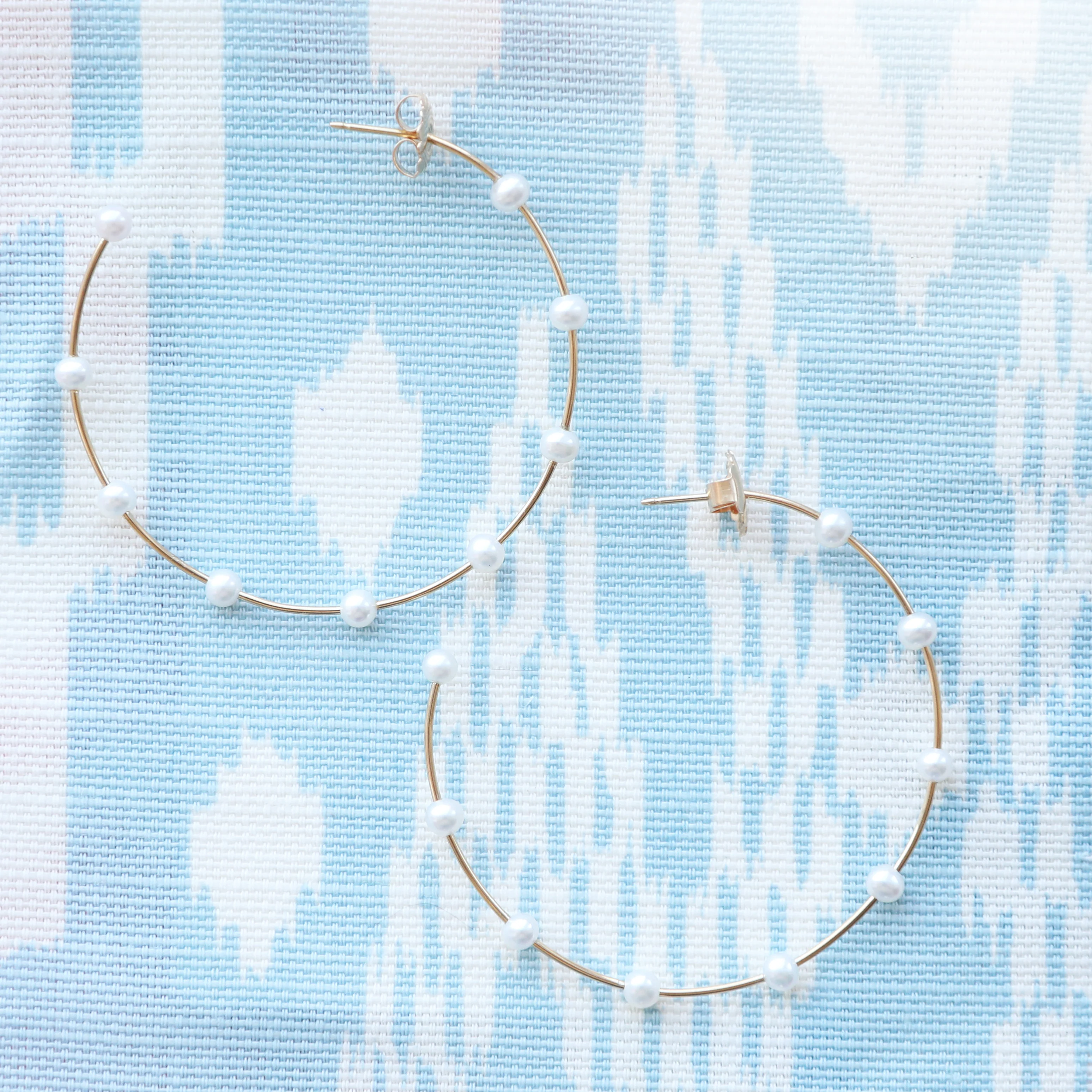 Gold Pearl Hoops - Image 4