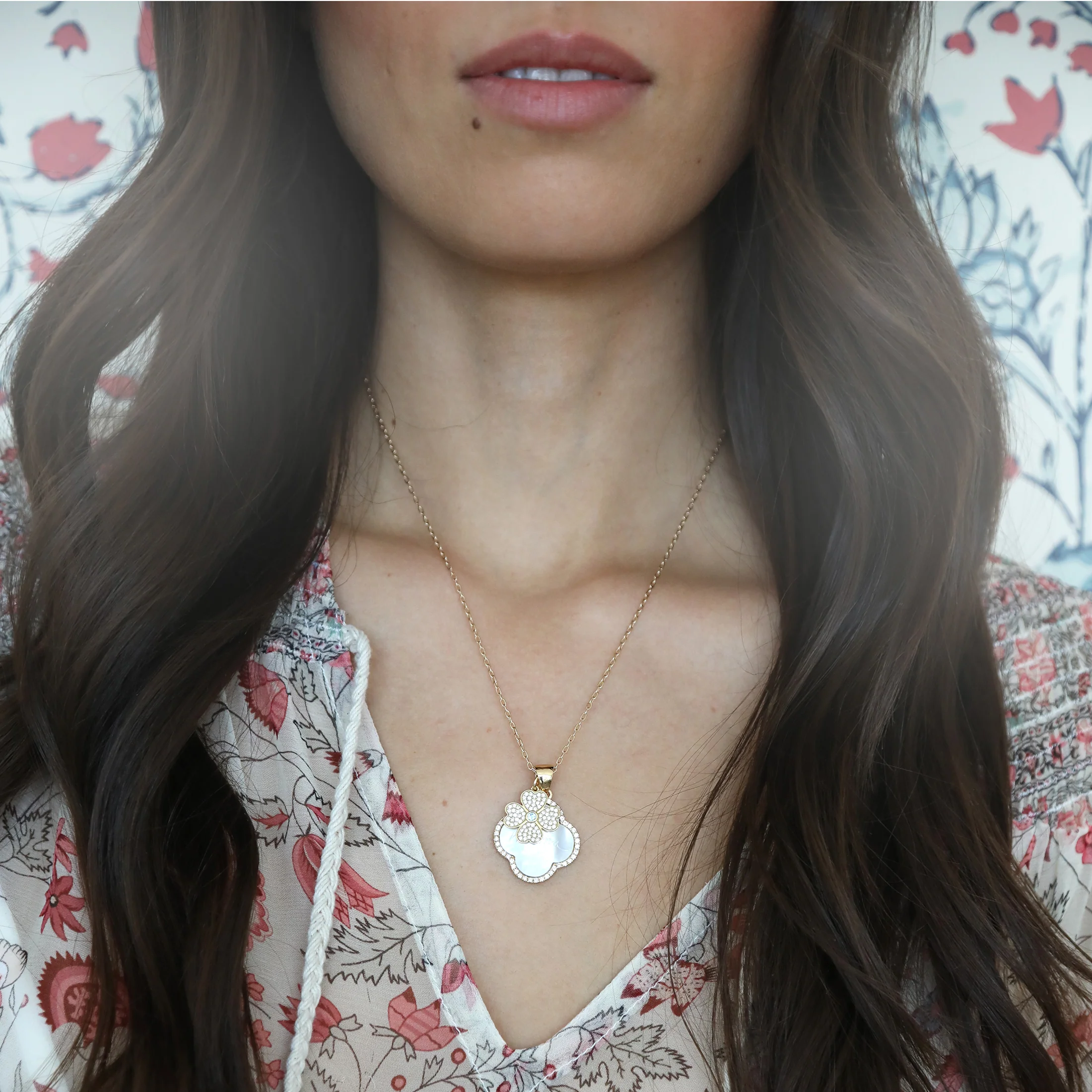 Mini Diamond Heart Clover Charm - Aqua - Image 3