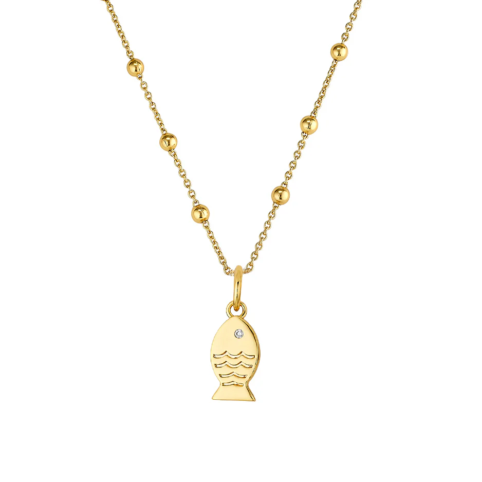 Mini Gold Fish Charm Necklace