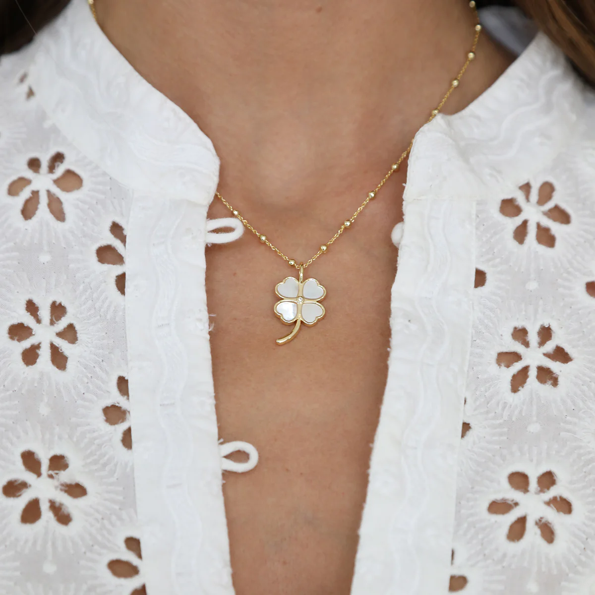 Mini Lucky Clover Charm - MOP - Image 2