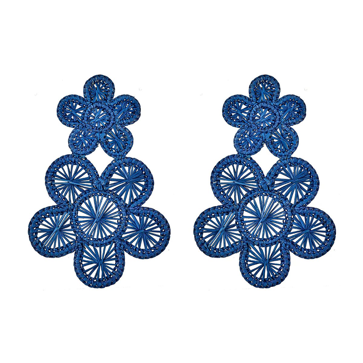 Navy Rattan Bloom Earring