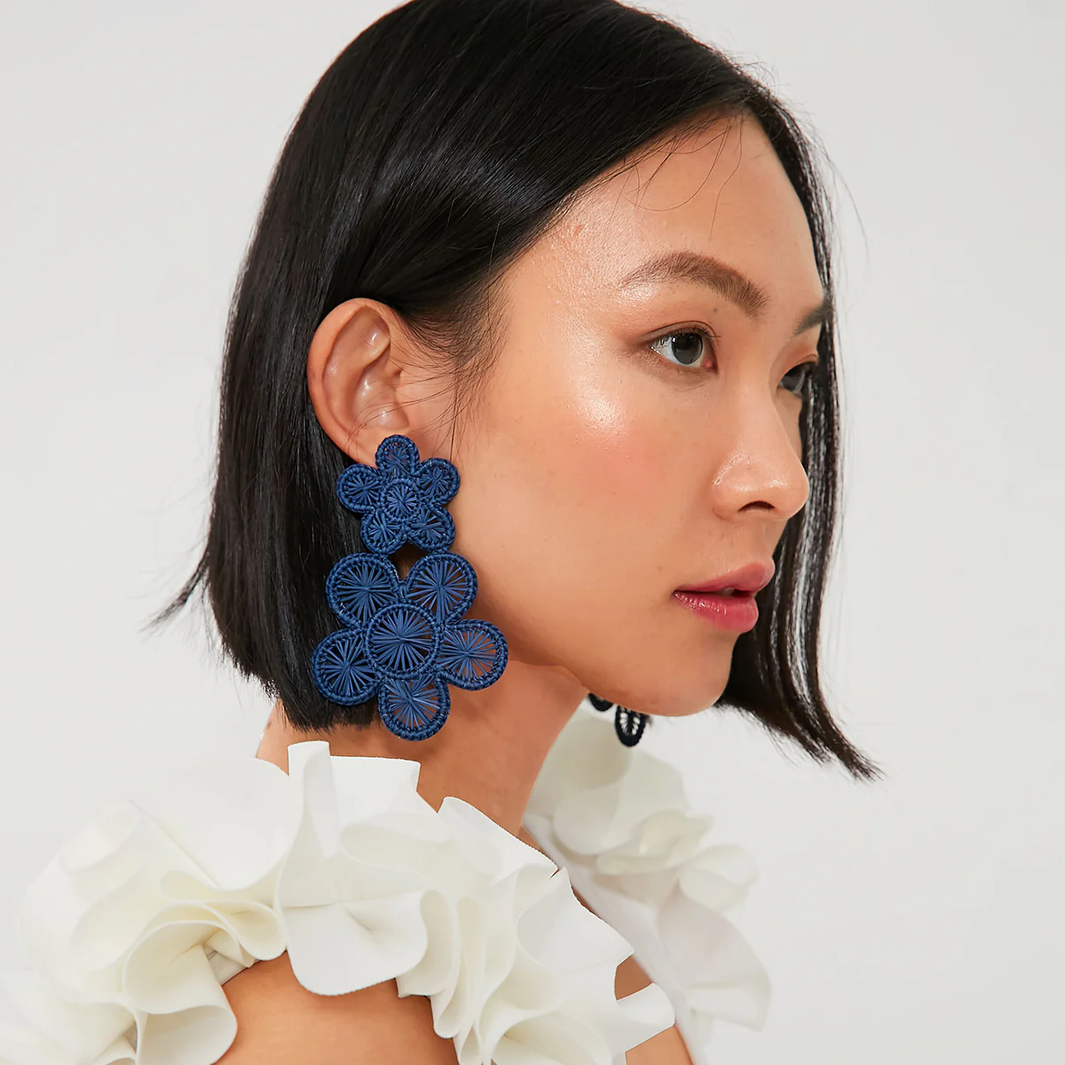 Navy Rattan Bloom Earring - Image 6