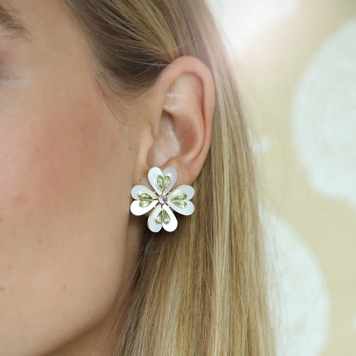 Peridot Jolie Clover Studs - Image 3
