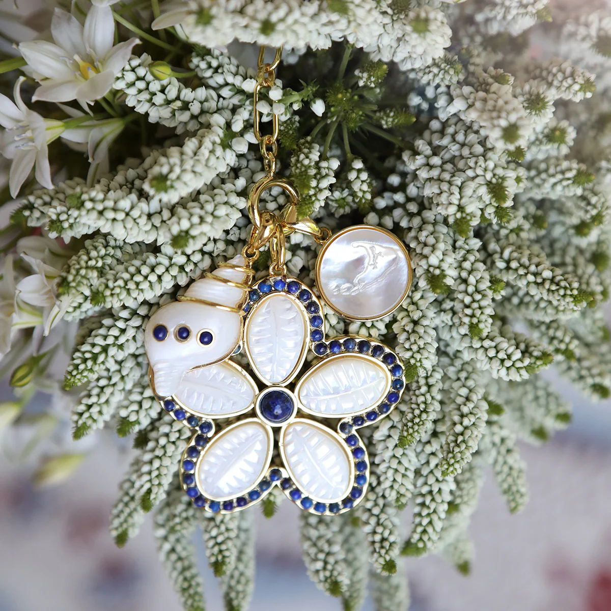 Puka Shell Pendant - Lapis - Image 4