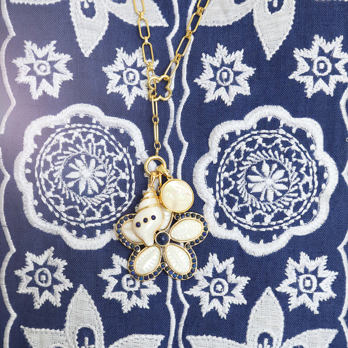 Puka Shell Pendant - Lapis - Image 5