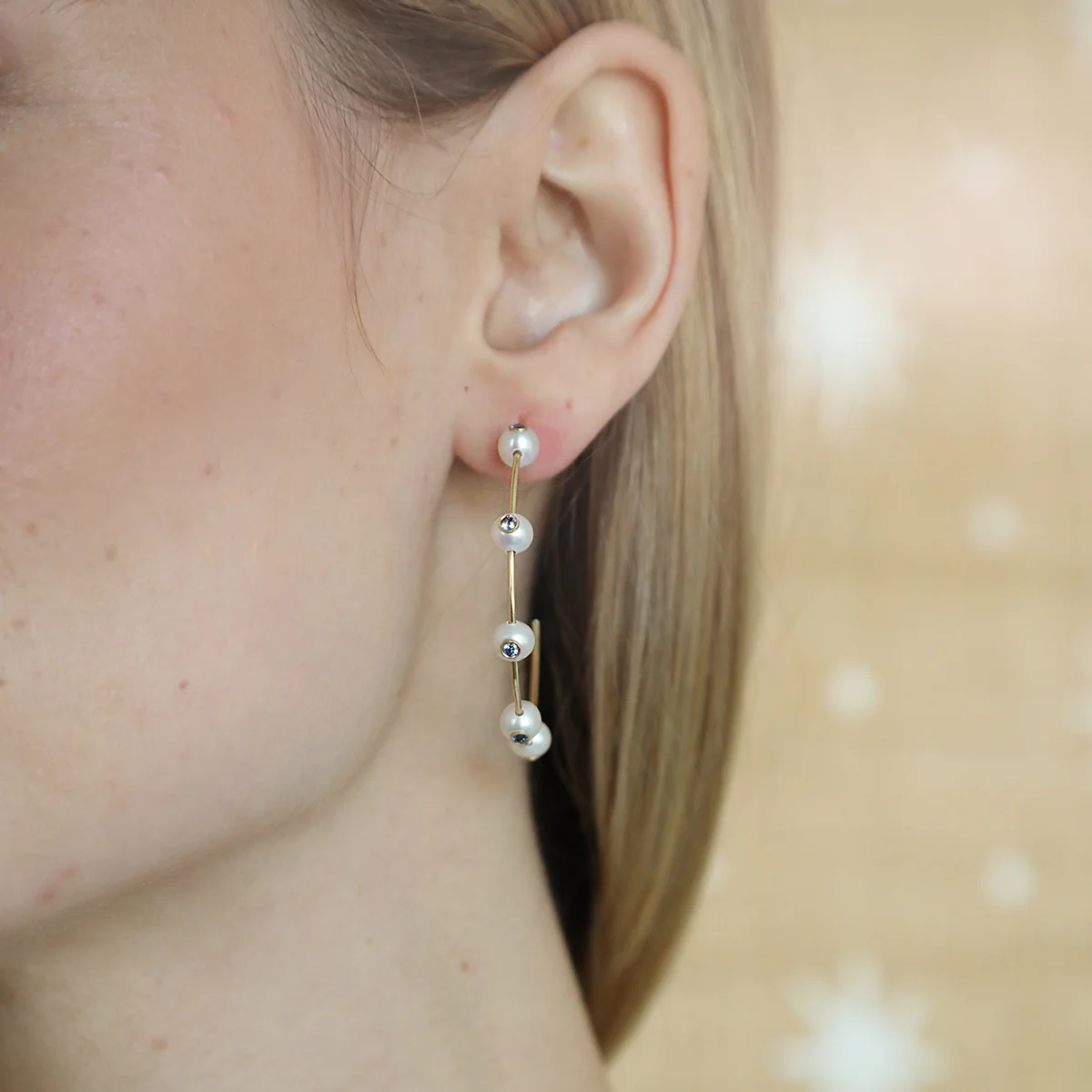 Sapphire Pearl Hoops Sm - Image 2