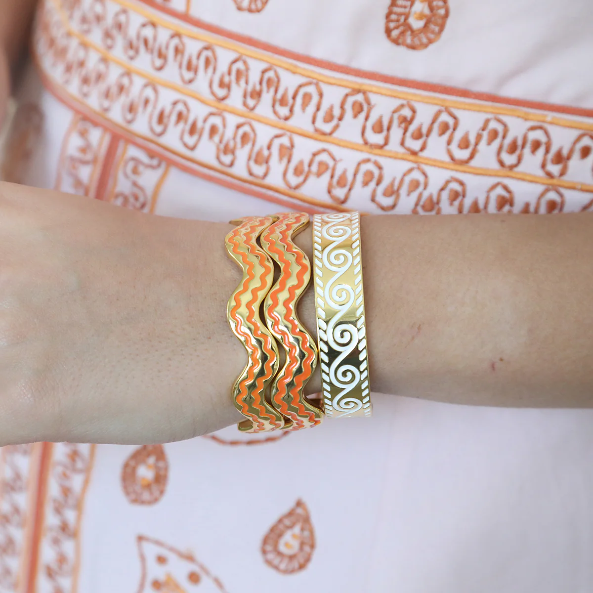Stacking Squiggle Cuff - Orange - Image 3