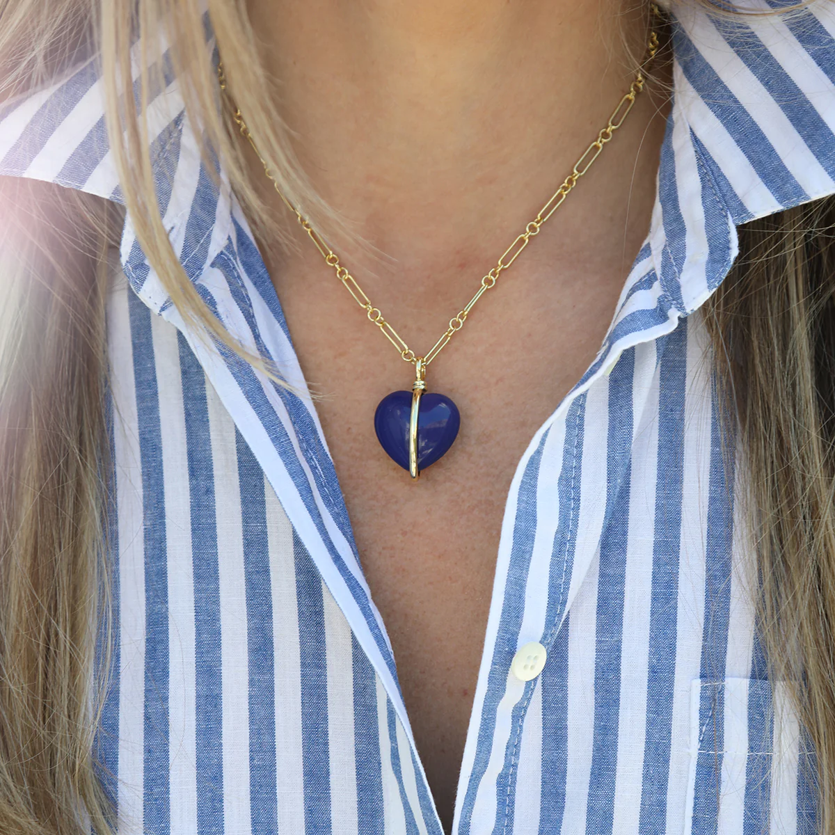 Wrapped Heart Charm - Lapis - Image 2